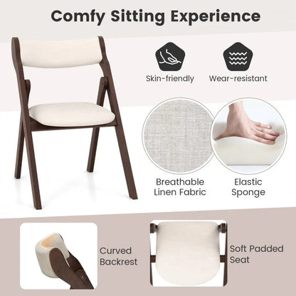 Set of 2 Folding Chairs with Cushioned Backrest and Seat for Enhanced Comfort