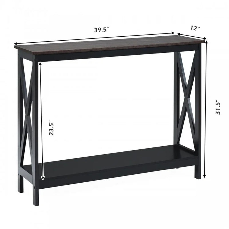 2-Tier X-Design Console Table for Sofa Side Accent