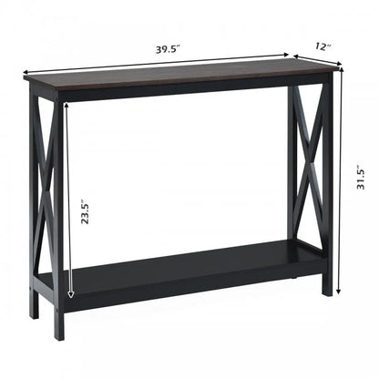 2-Tier X-Design Console Table for Sofa Side Accent