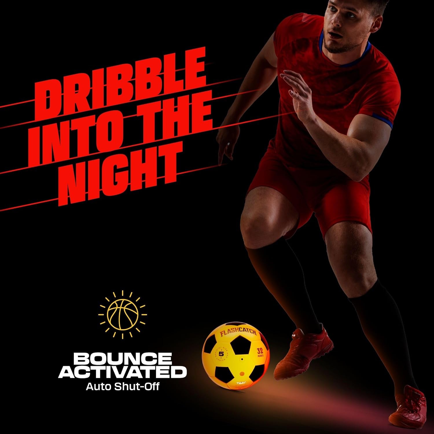Illuminated Soccer Ball - Glow in the Dark Size 5 Sports Equipment for Children and Teens Aged 8+