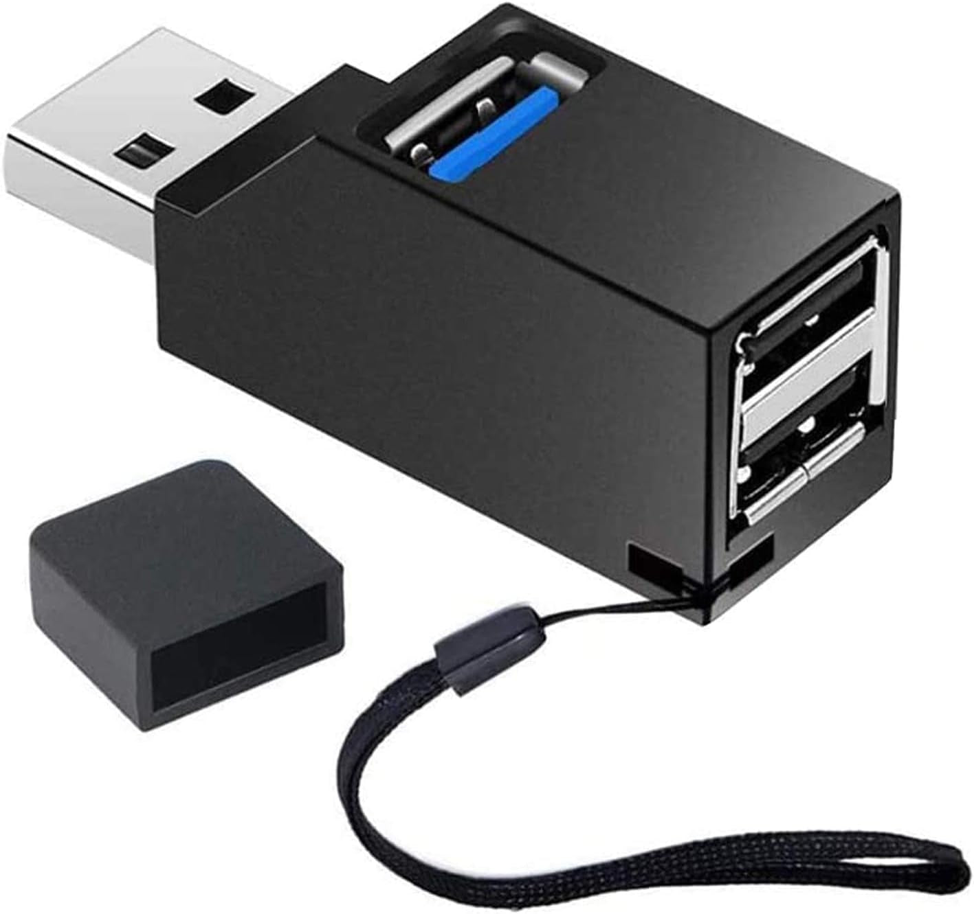 3-Port High-Speed USB Hub - Plug and Play Bus-Powered Splitter (Black)