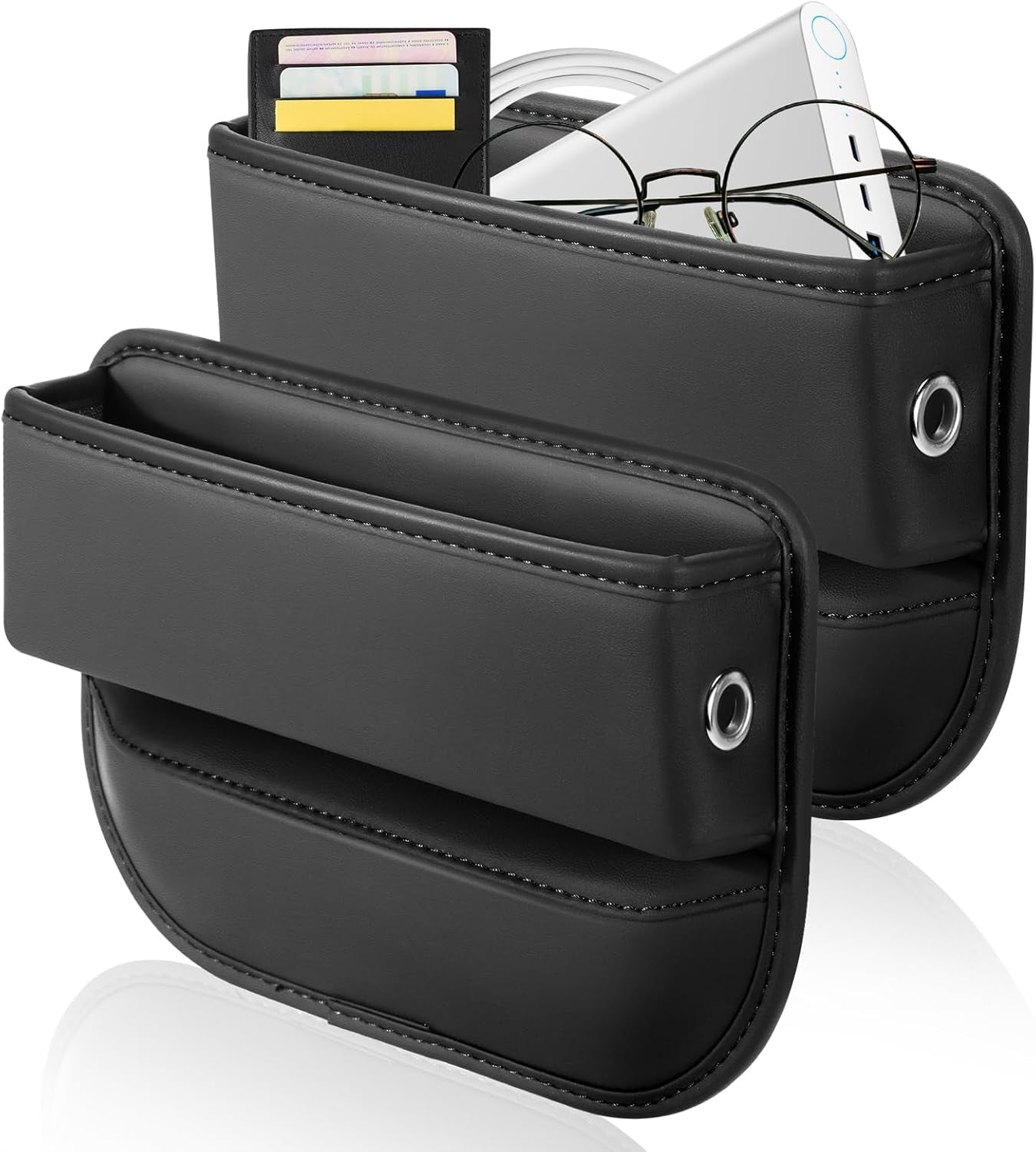 Leather Car Seat Gap Filler and Organizer - Black (1 Piece)