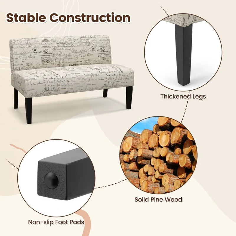 Armless Loveseat Sofa with Backrest and Spring Cushion Support