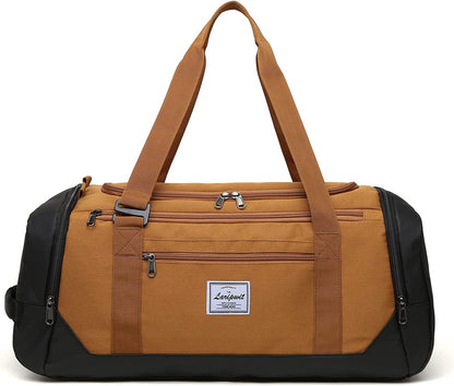 Men's 40L Travel Duffle Bag with Wet Pocket and Shoe Compartment - Versatile Weekender Backpack for Travel, Khaki