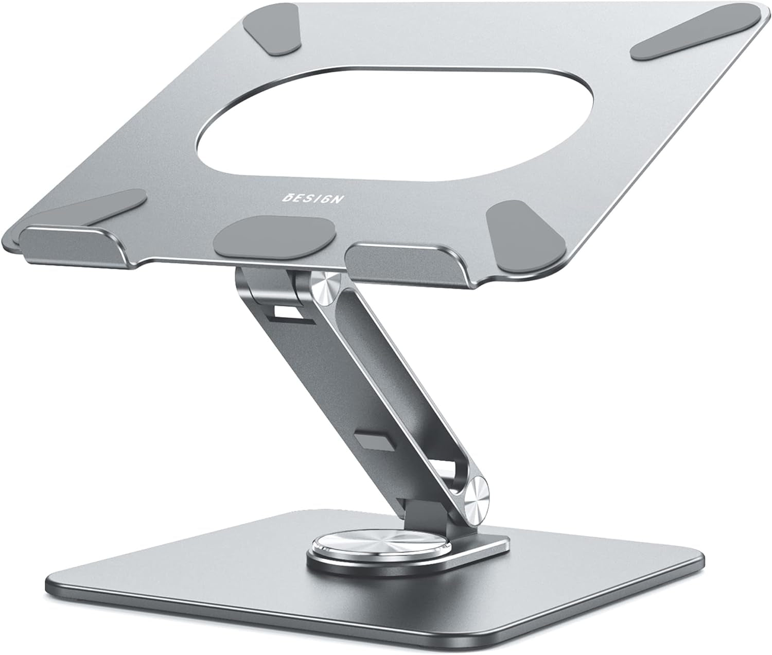 LSX7 Ergonomic Laptop Stand with 360° Rotating Base, Adjustable Riser for 10-15.6" Laptops, (Black)