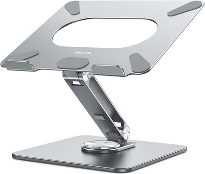 LSX7 Ergonomic Laptop Stand with 360° Rotating Base, Adjustable Riser for 10-15.6" Laptops, (Black)