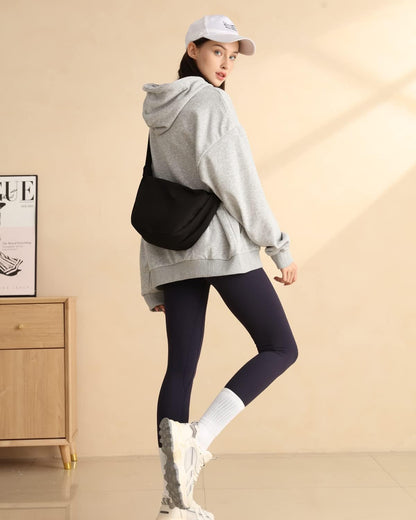 Trendy Mini Crescent Sling Crossbody Bag for Men and Women, Lightweight Nylon with Adjustable Strap and Dual Zippers