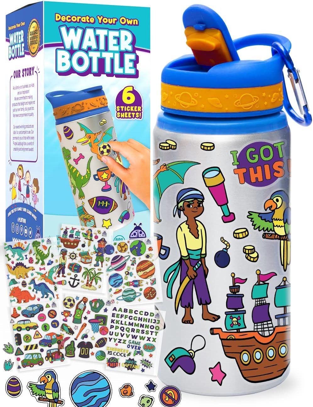Customizable Water Bottle Craft Kits -Arts and Crafts Activity - Unicorn-Themed Toys for for Children Aged 6+