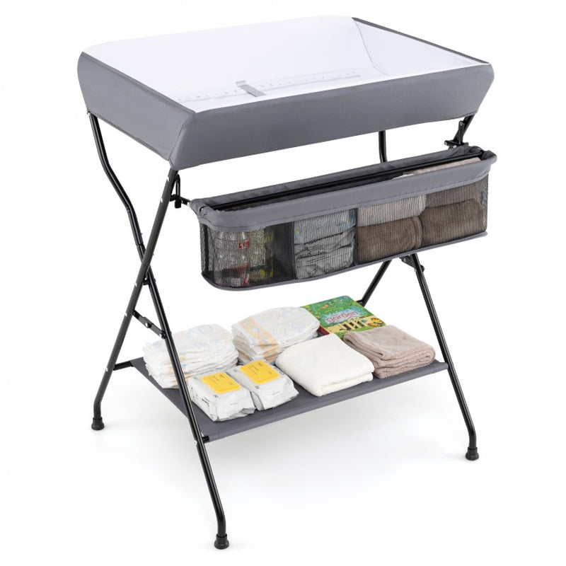 Foldable Diaper Changing Table with Baby Storage Solutions