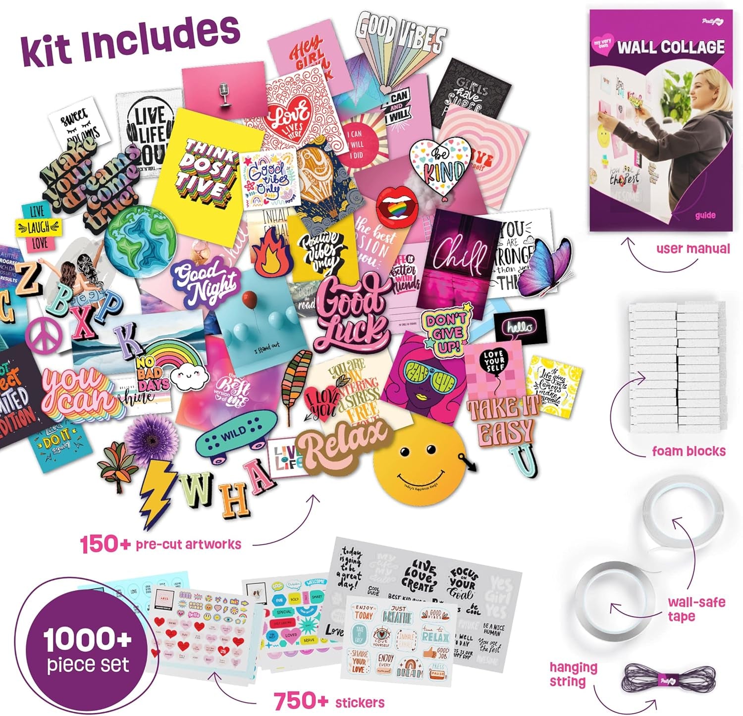 Wall Collage Kit for Teen and Tween Girls - Ideal Craft Gift for Ages 10-15 - Stylish Birthday Present for Teenage Bedrooms - Engaging Craft Kits for Ages 8+
