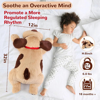 Brown Dog Weighted Plush Toy - 32 Inch, 6.0 Pounds - Large Stuffed Animal Pillow