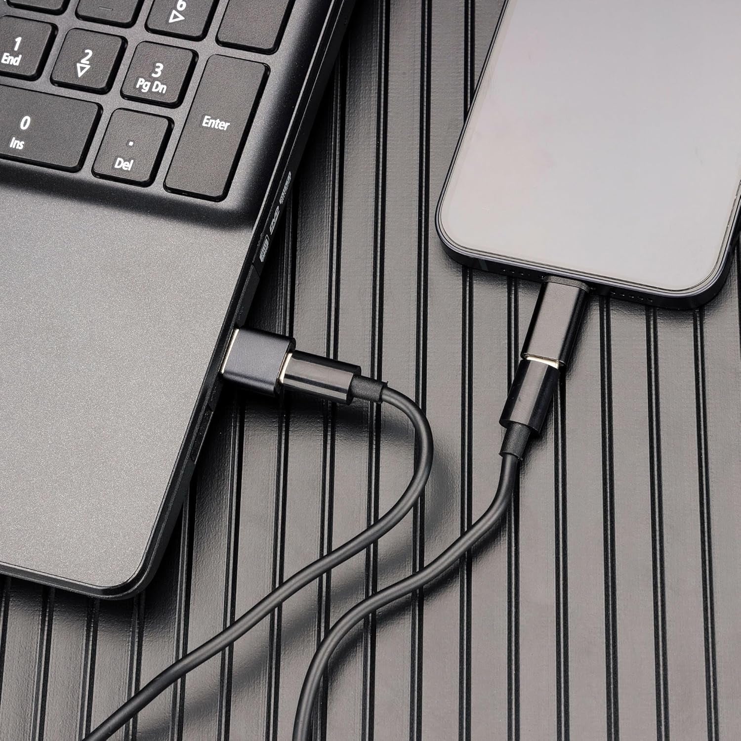 Multi-Functional Compact Cable Organizer with 22" USB-C Cable and USB-A/Micro-USB/Lightning/OTG Adapter Kit for Travel and Data Transfer