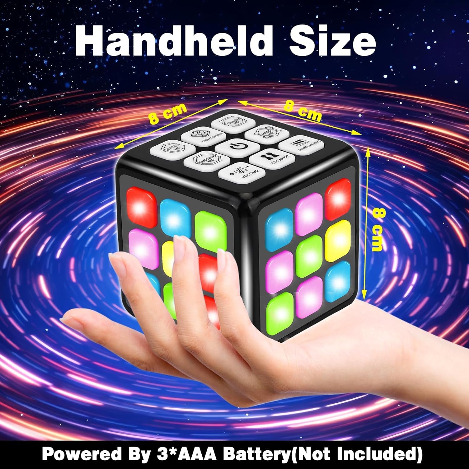 Electronic Memory and Brain Games Cube for Boys Aged 8+: Handheld Toy with Light and Music 