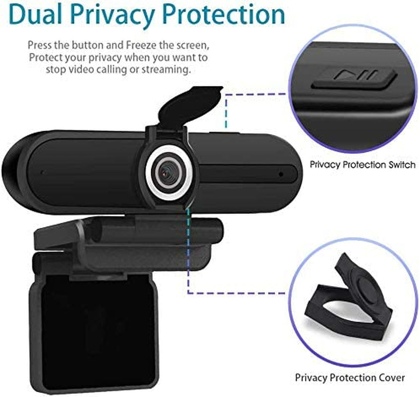 4K Ultra HD Webcam with Microphone and Mini Tripod, 8 Megapixel Streaming Camera for Laptop and Desktop, Featuring Privacy Shutter