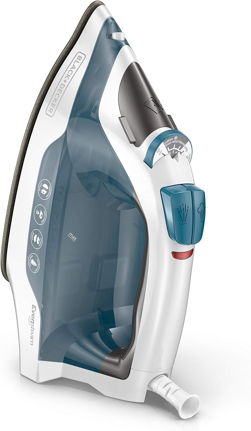 Easy Steam Compact Iron with Non-Stick Soleplate in Blue and White