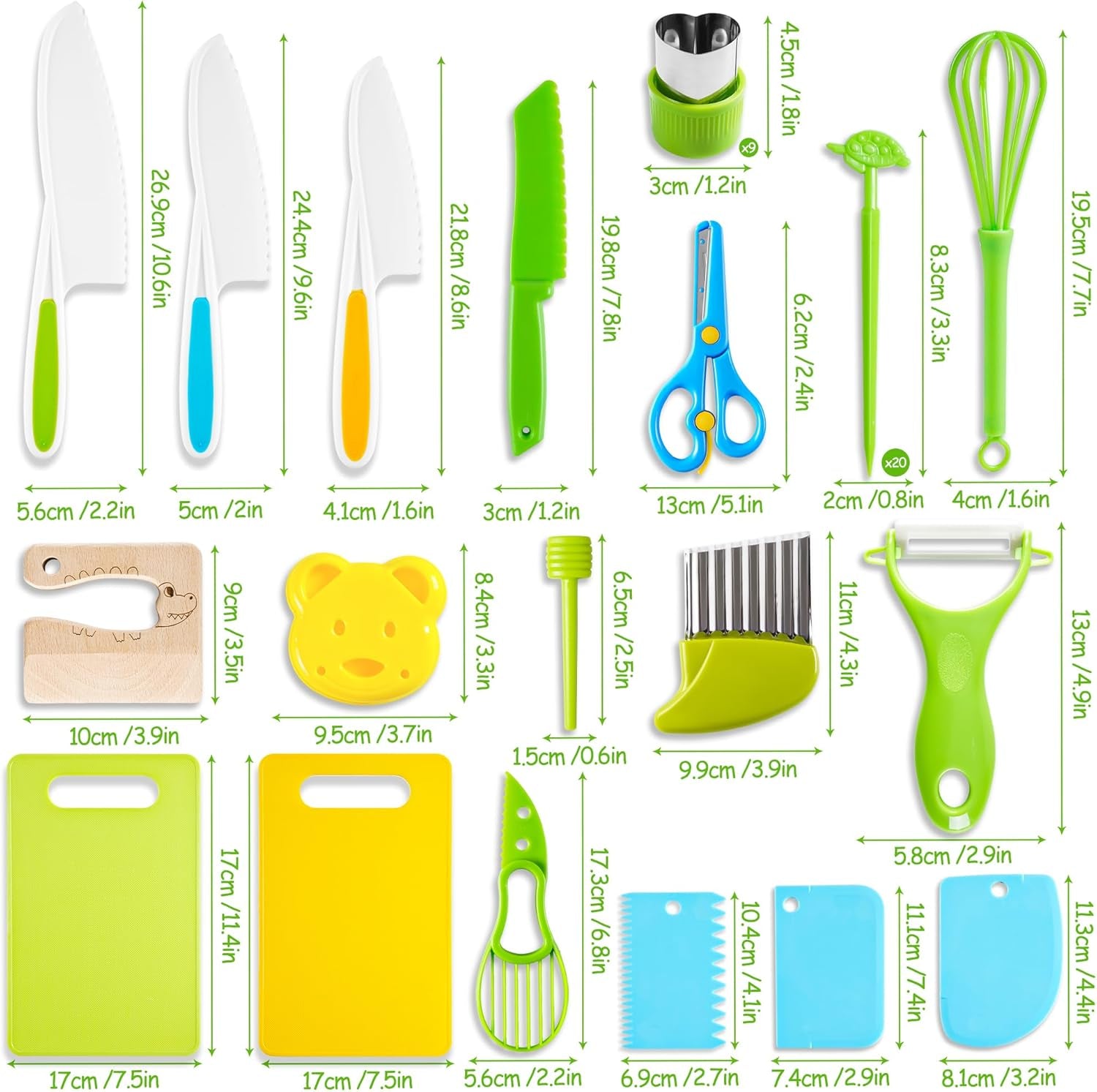 Montessori-Inspired Kids Knife Set: 46-Piece Cooking Tools for Toddlers, Ideal Gift for Ages 2 and Up