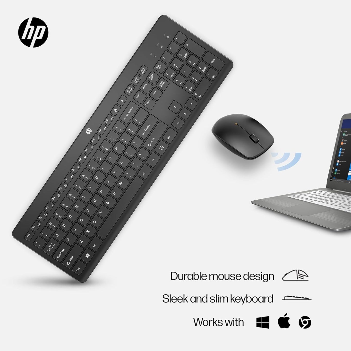 230 Wireless Mouse and Keyboard Combo - 2.4Ghz Wireless Connection - Long Battery Life - Durable & Low-Noise Design - Windows & Mac OS - Adjustable 1600 DPI - Numeric Keypad