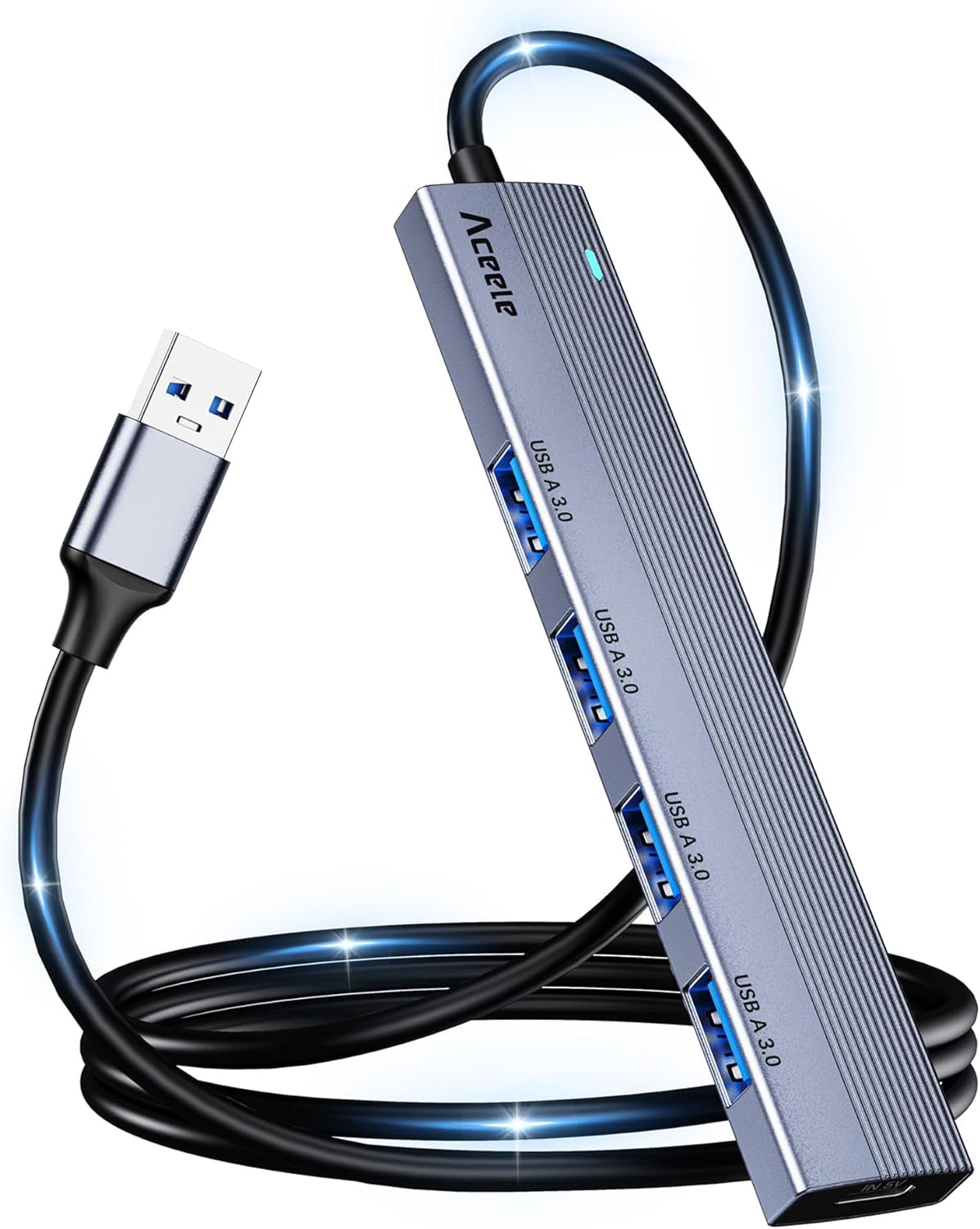 Ultra Slim USB 3.0 Hub with 4 Ports and 4Ft Extended Cable  Laptops, USB Flash Drives, Mobile Hard Drives