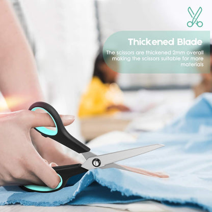 3-Pack of 8-Inch Heavy-Duty Scissors with Ultra-Sharp Blades and Ergonomic Comfort Grip Handles for Office, Home, School, Sewing, and Crafting