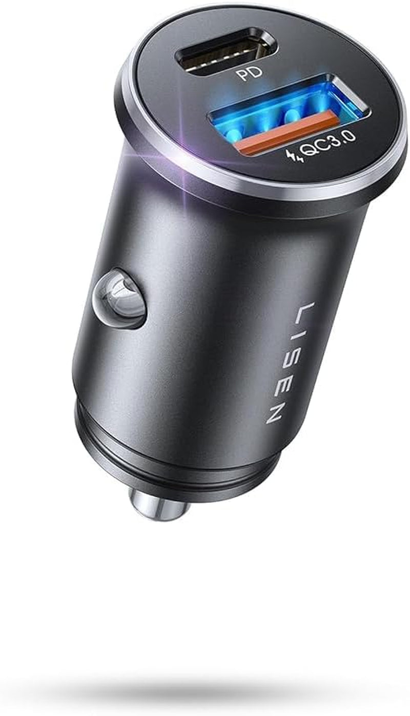 USB-C Car Charger Adapter - 54W Fast Charging - Compact All-Metal Design, PD 36W - Black