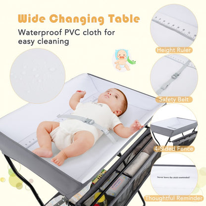 Foldable Diaper Changing Table with Baby Storage Solutions