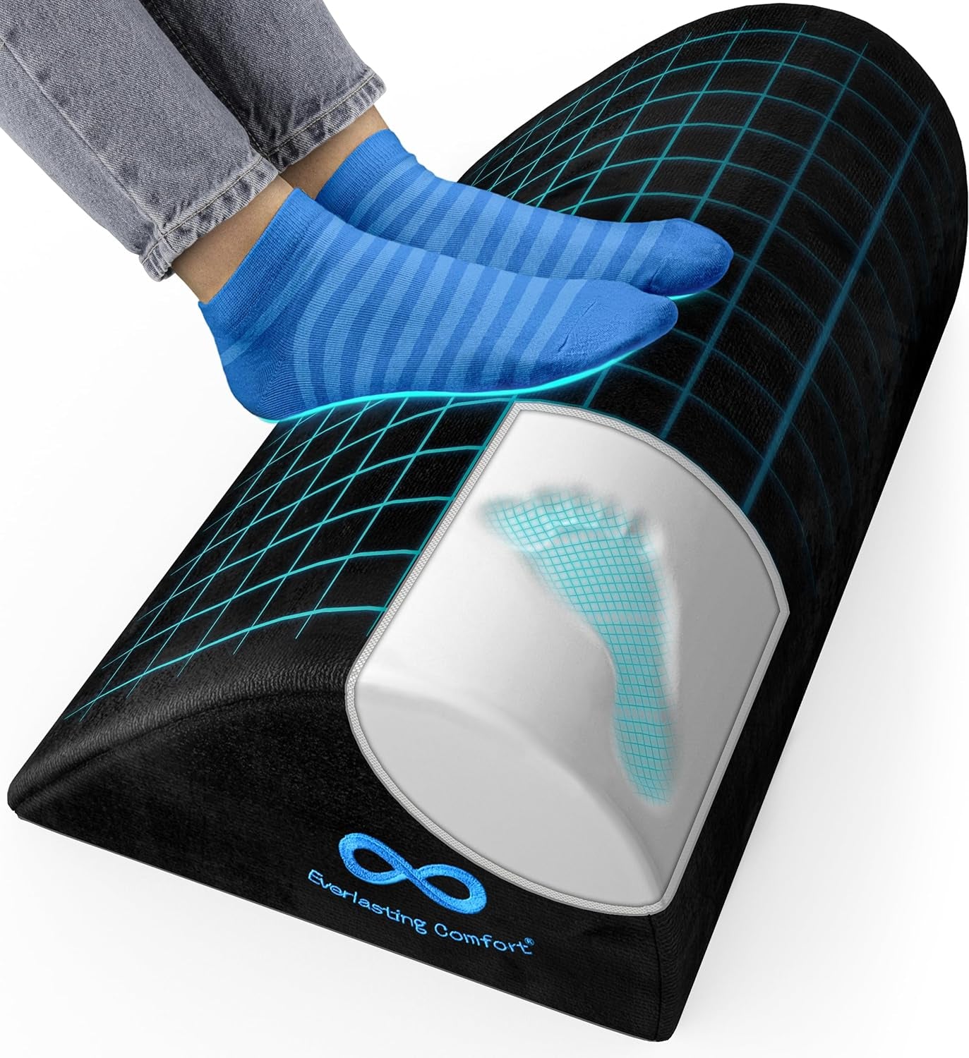 Memory Foam Foot Rest under Desk - Ergonomic Office Foot Stool, Ideal Office Accessory for Foot Support, Repose Pied Bureau