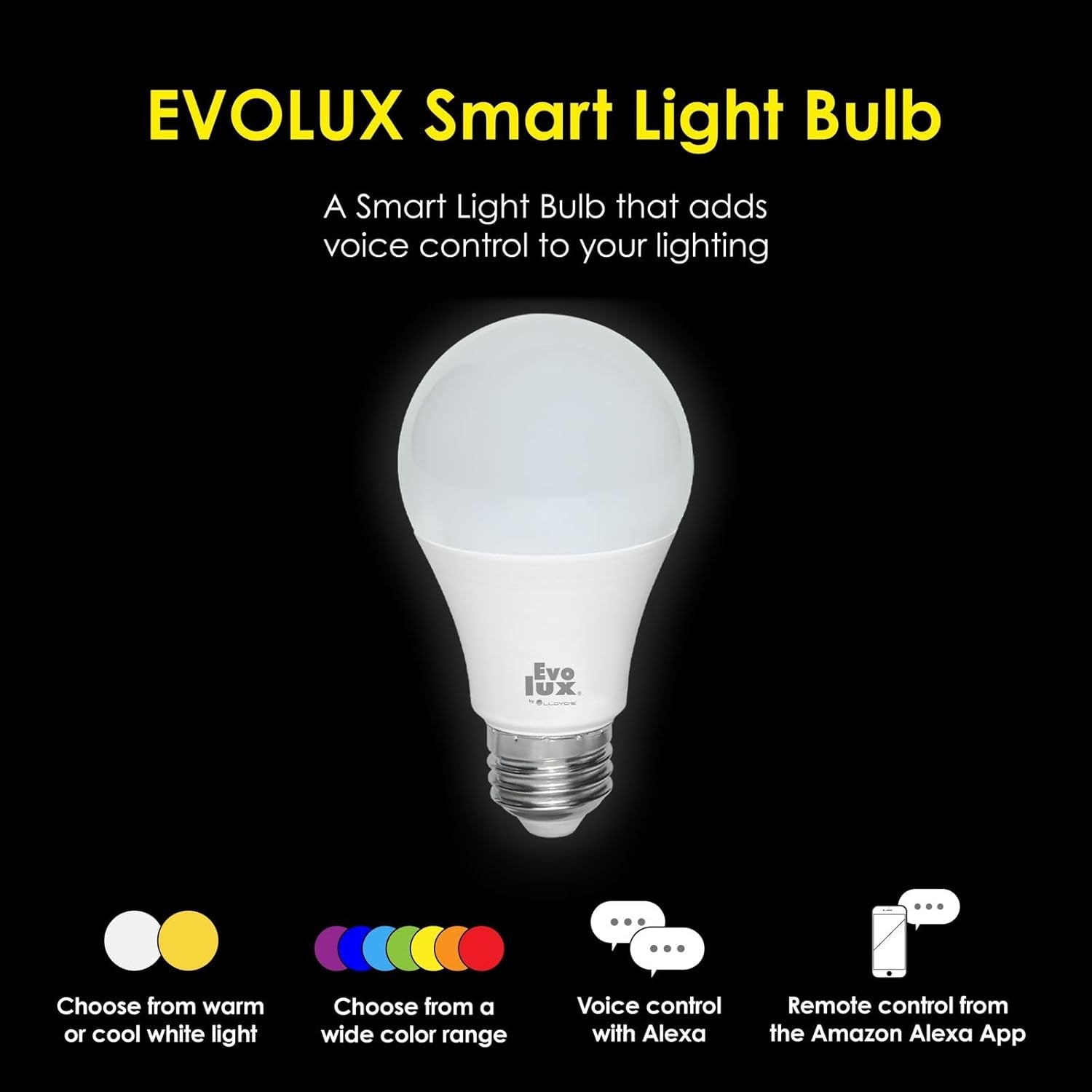 Dimmable Smart LED Light Bulb with WiFi Compatibility for Alexa - 806 Lumens, Energy Efficient, No Hub Required, Multicolor and Adjustable White Light (1)