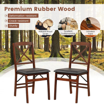 Set of Two Heavy-Duty Folding Dining Chairs with Padded Seats and 400 lbs Weight Capacity