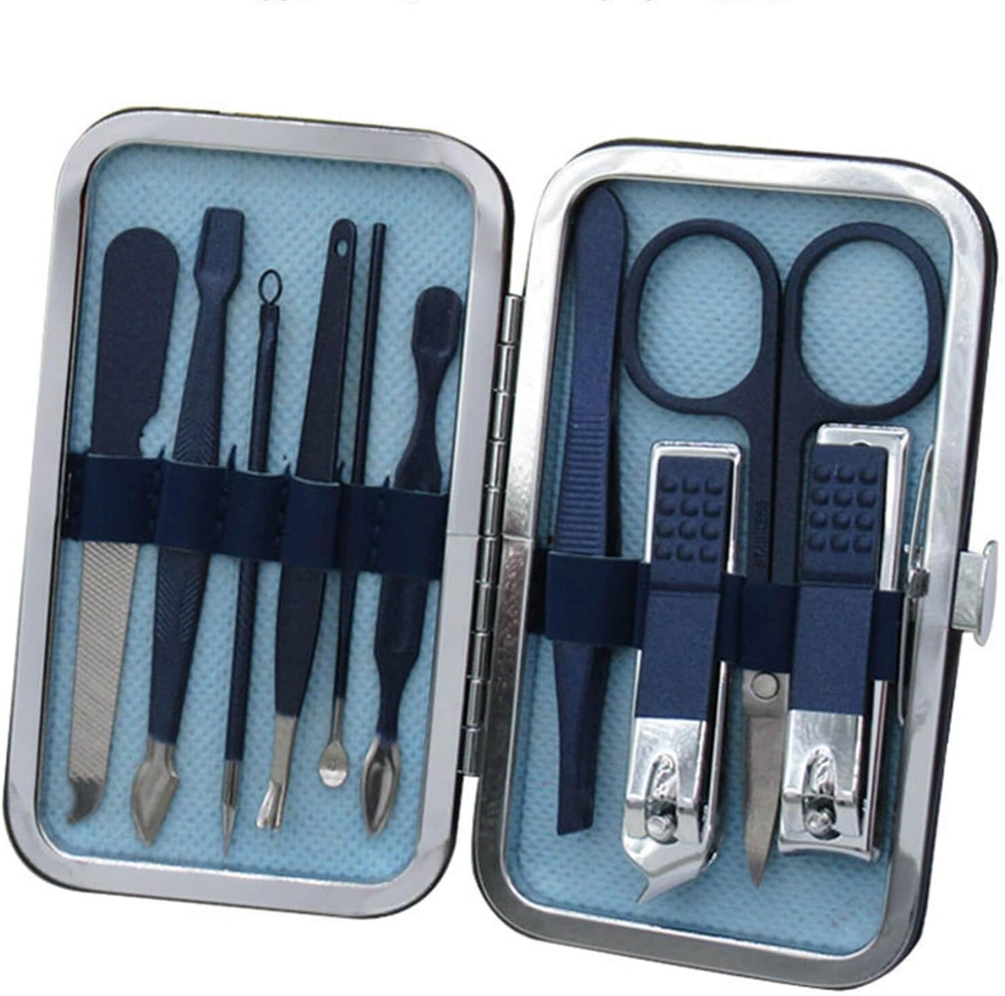 Professional 12-Piece Stainless Steel Manicure and Pedicure Set with Luxurious Travel Leather Case - (Black)