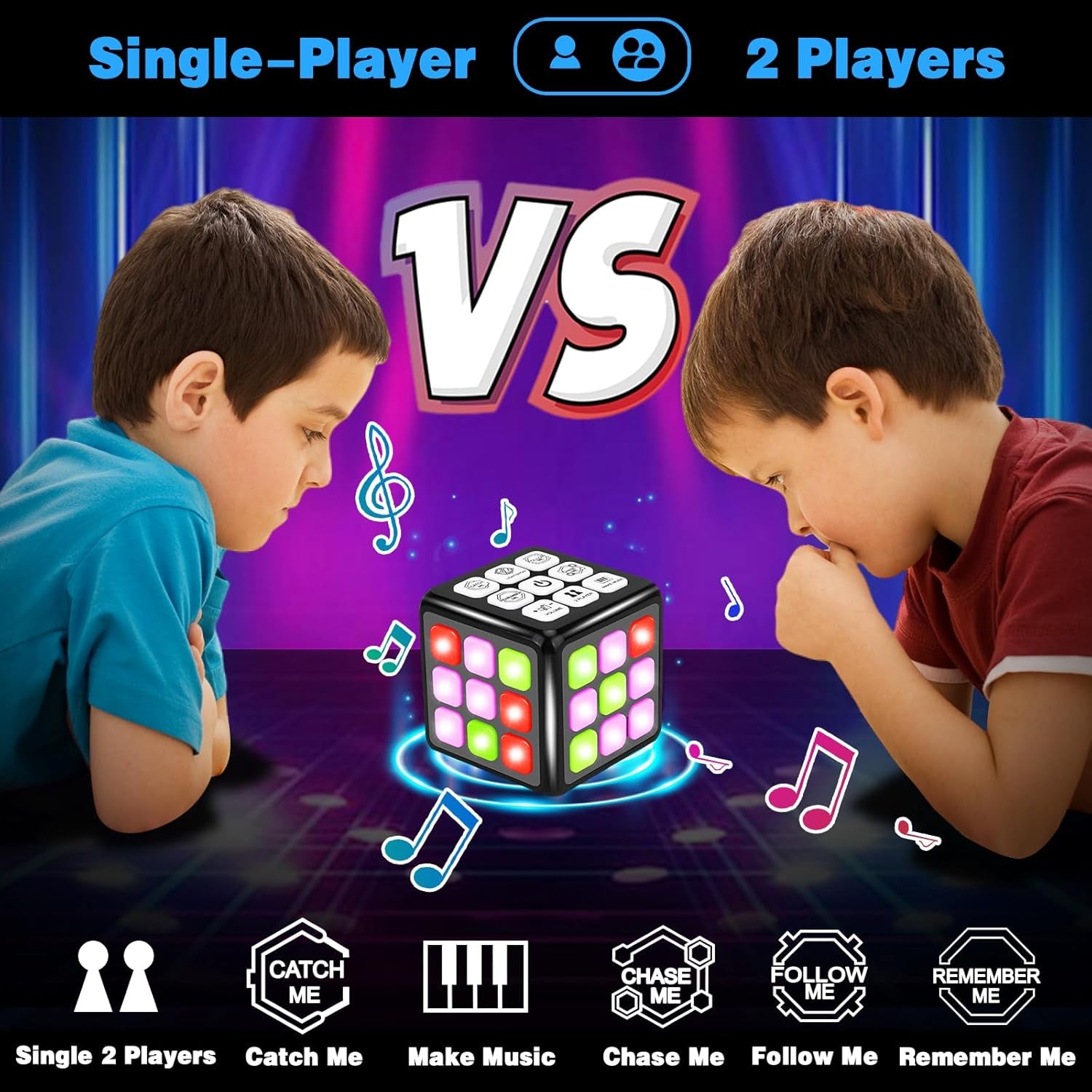Electronic Memory and Brain Games Cube for Boys Aged 8+: Handheld Toy with Light and Music 