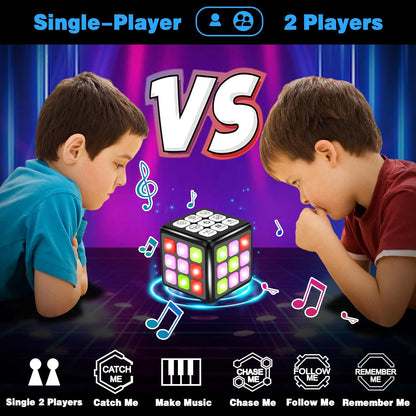 Electronic Memory and Brain Games Cube for Boys Aged 8+: Handheld Toy with Light and Music 