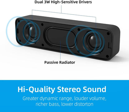 Upgraded USB Stereo Speakers for PC and Laptop, Compact External Sound Bar with Enhanced Bass 