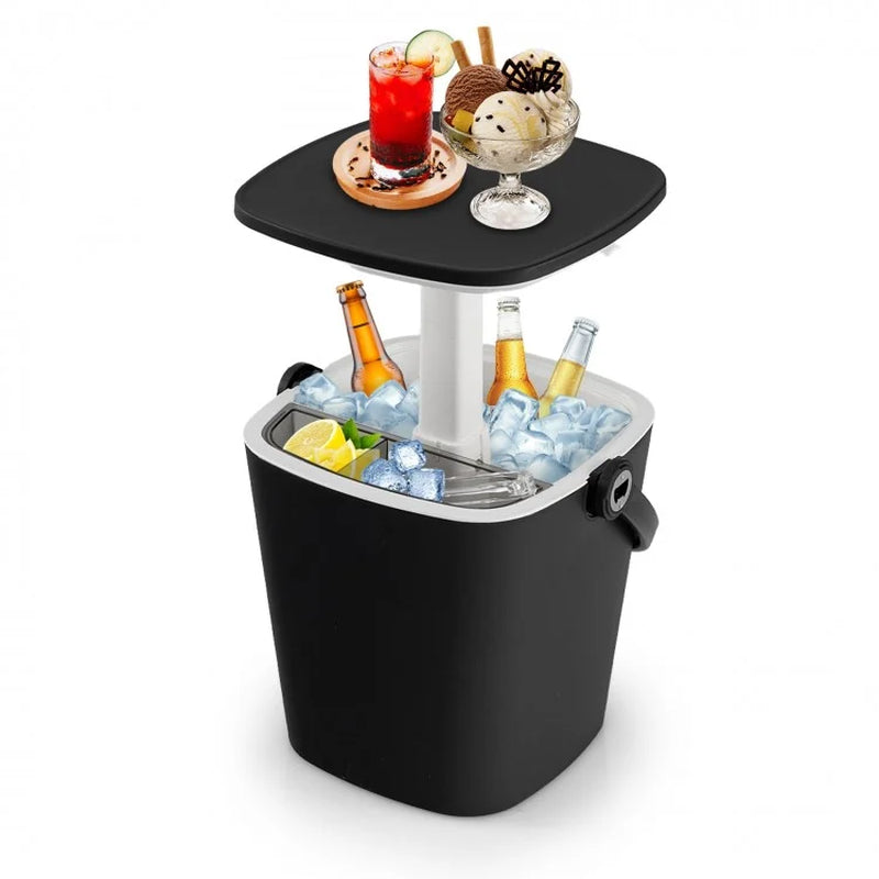 3-in-1 Portable Cooler Bar Table with Integrated Bottle Opener and Lift-Top Lid for Outdoor Use