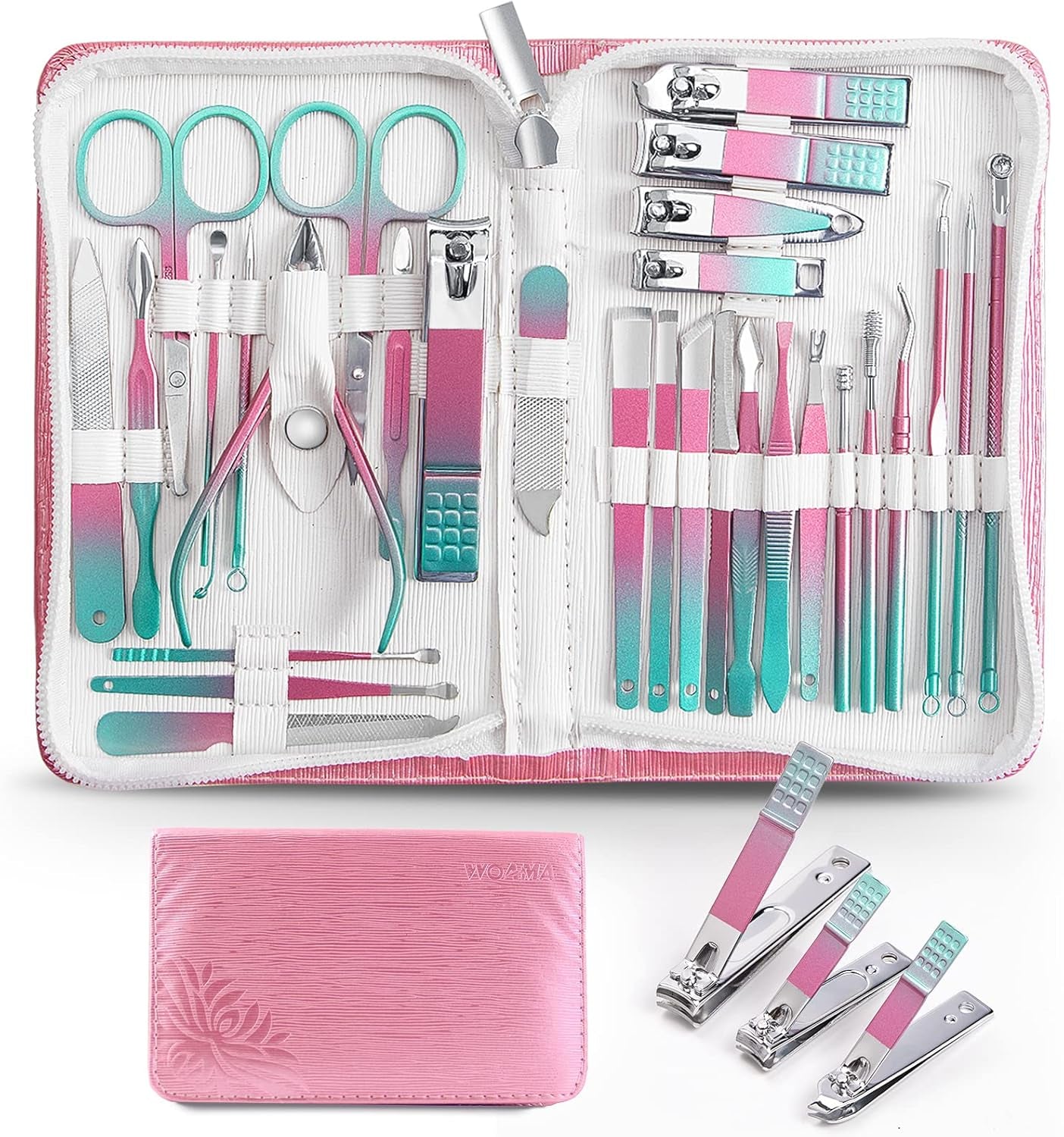 Manicure Set Pedicure Kit - 30 in 1 Nail Kit Professional Stainless Steel Nail Care Kit for Women - Pink
