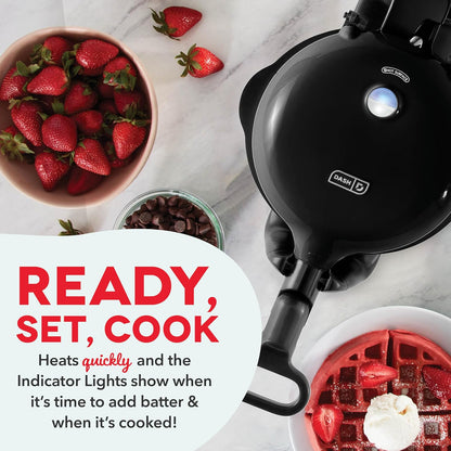 Belgian Waffle Maker with Rotating Design – 1” Thick Nonstick Waffle Iron for Quick Heat-Up, Ideal for Families and Kids (Black)