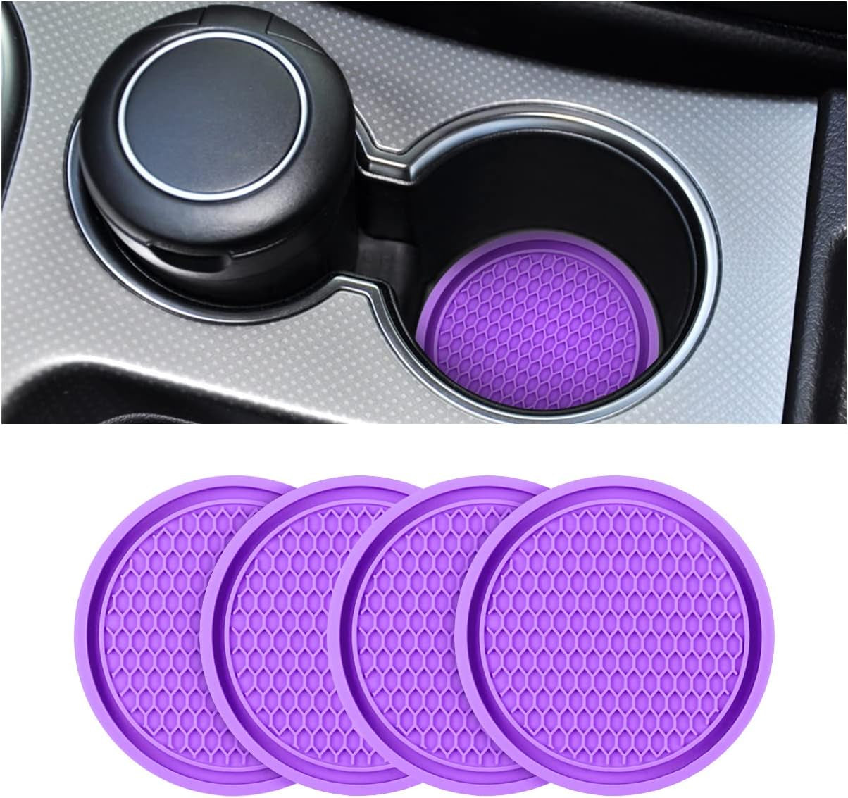 Universal Non-Slip Car Cup Holder Coasters - 4 Pack, 2.75 Inch Diameter, Durable Accessory for Most Vehicle Interiors (Red)