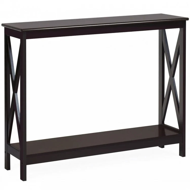 2-Tier X-Design Console Table for Sofa Side Accent
