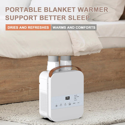 Portable Blanket Warmer with Dual Nozzle and Shoe Dryer Attachment, LCD Touch Control, Ideal for All Seasons and Climate Adaptation