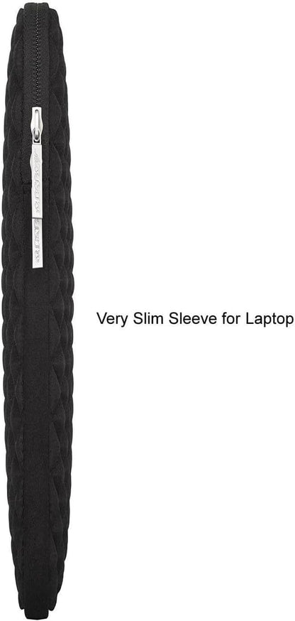 Laptop Sleeve for 15-15.6 Inch Notebooks, Diamond Foam Neoprene Case - Additional Small Pouch, Black