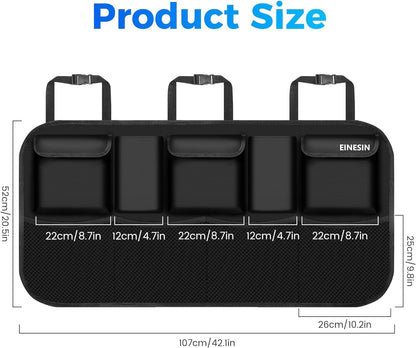 Premium Car Trunk Organizer with 9 Pockets and Durable Elastic Design for SUVs (Black, 42.5 x 20.5 in)