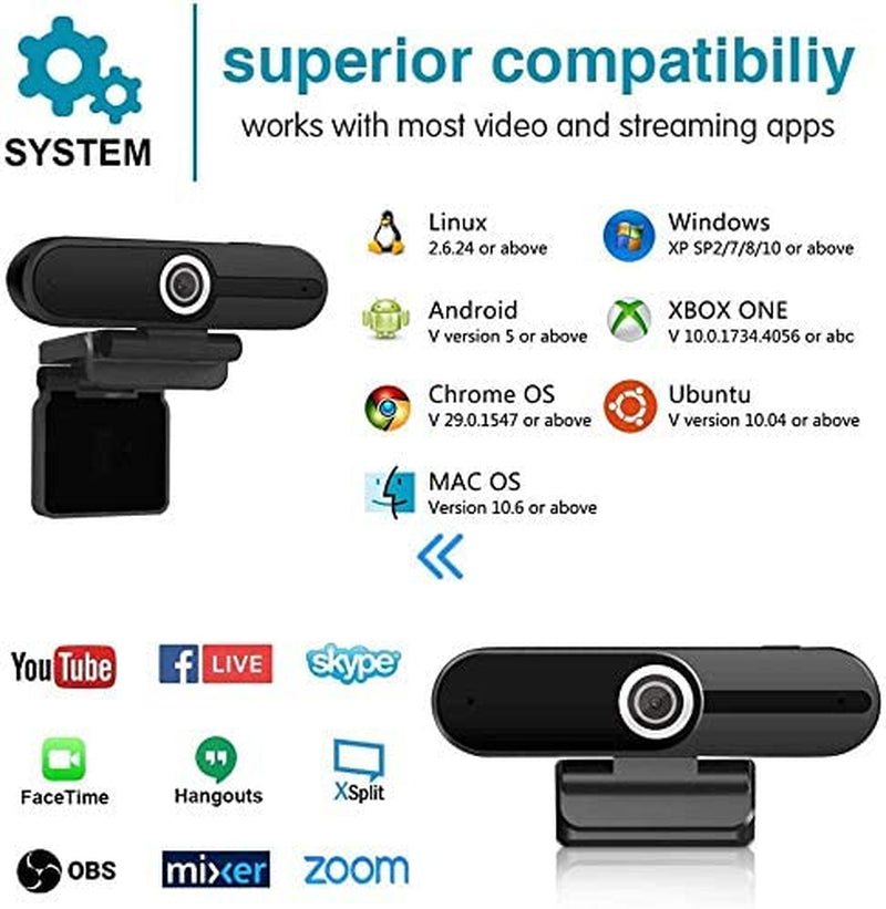 4K Ultra HD Webcam with Microphone and Mini Tripod, 8 Megapixel Streaming Camera for Laptop and Desktop, Featuring Privacy Shutter