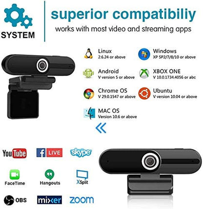 4K Ultra HD Webcam with Microphone and Mini Tripod, 8 Megapixel Streaming Camera for Laptop and Desktop, Featuring Privacy Shutter