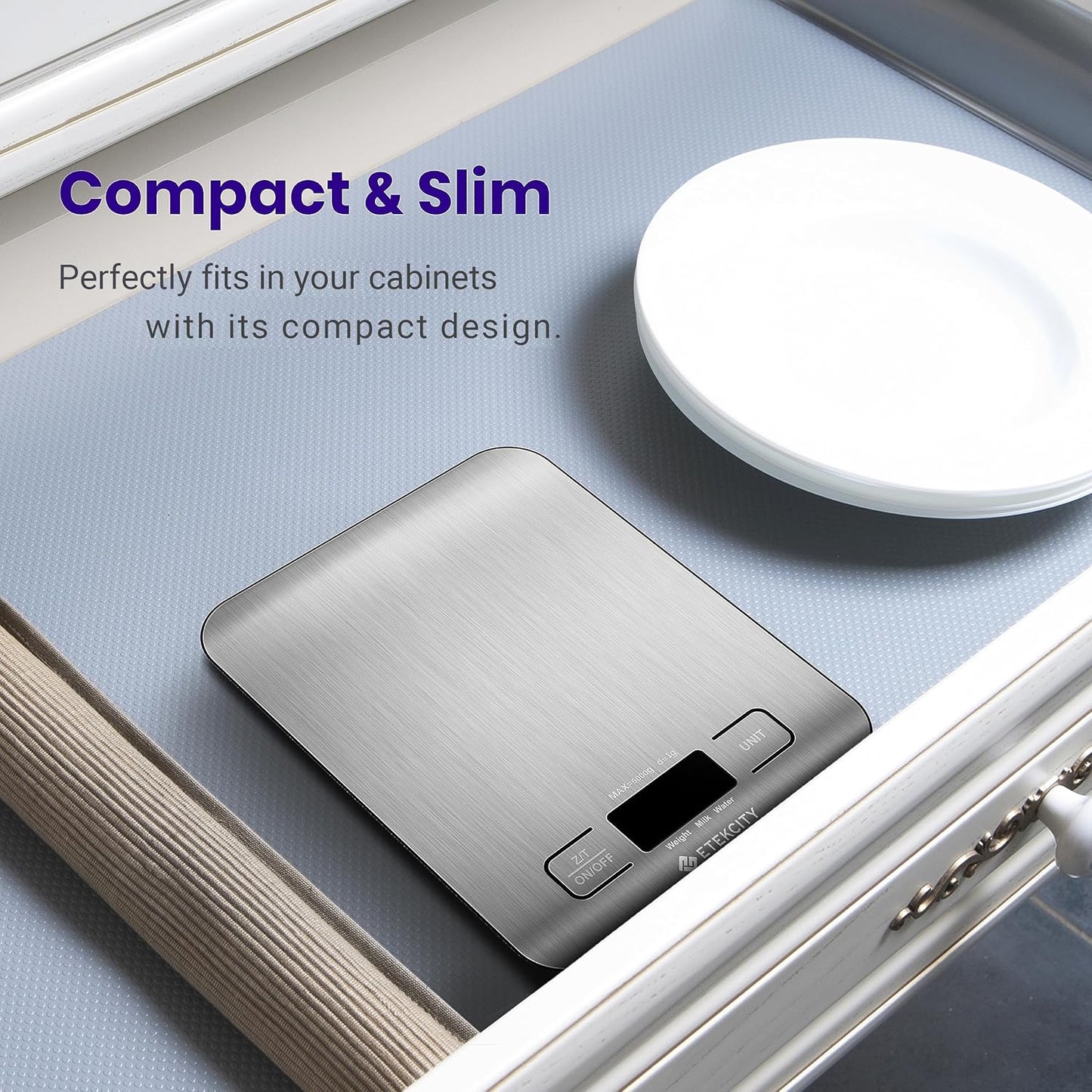 Digital Kitchen Scale for Grams and Ounces - Ideal for Weight Loss, Baking, Cooking, Keto, Meal Prep, and Postal Use - Compact Design in 304 Stainless Steel