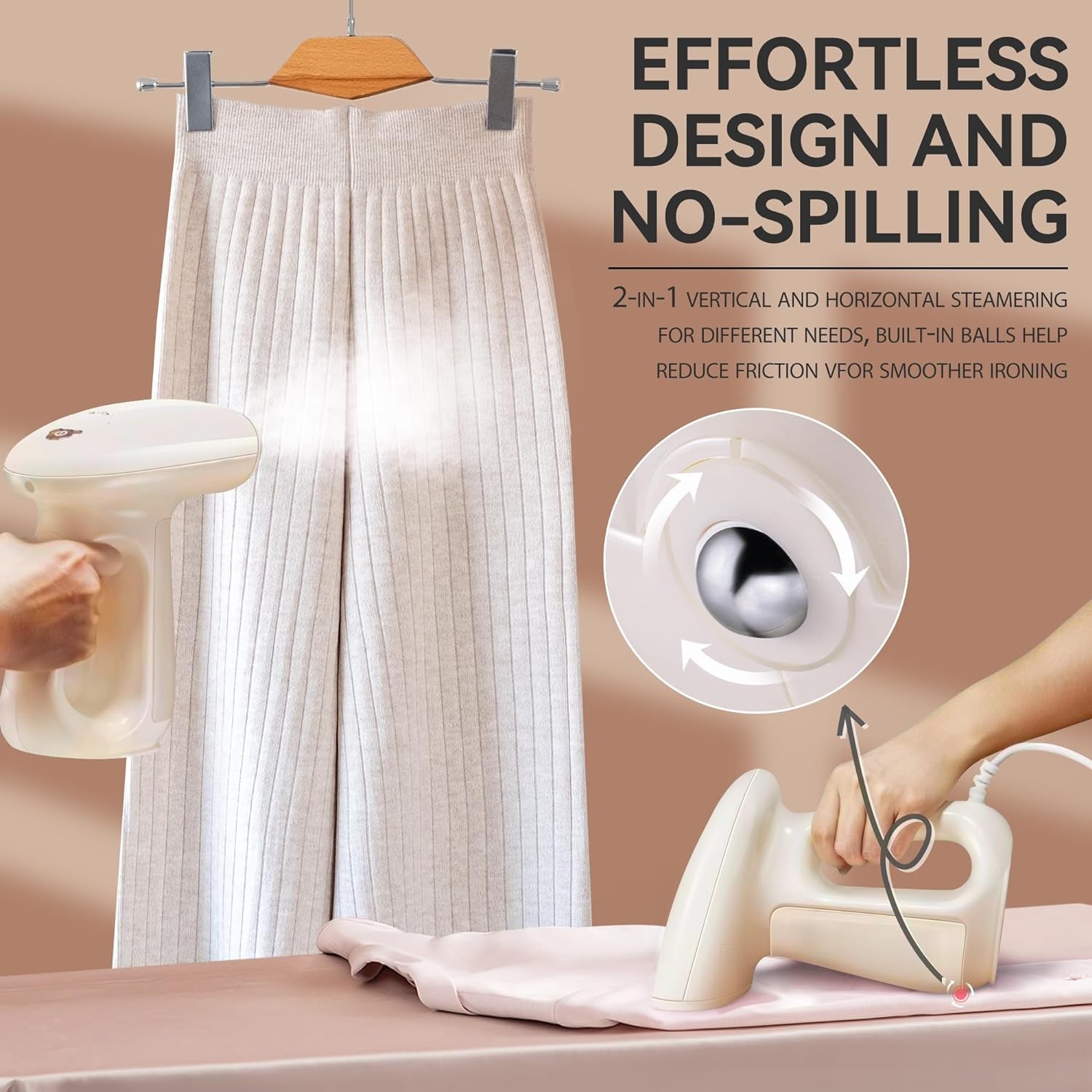 Handheld 1300W Clothes Steamer with 230ml Tank, Fast Heat-Up, Auto-Off Feature, and Brush for Effective Fabric Wrinkle Removal