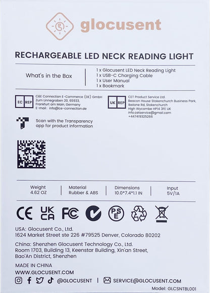 Rechargeable Book Light with 3 Color Temperatures and Flexible Neck - 80 Hours of Use for Reading, Knitting, Camping, and Repairing - Ideal Gift for Avid Readers