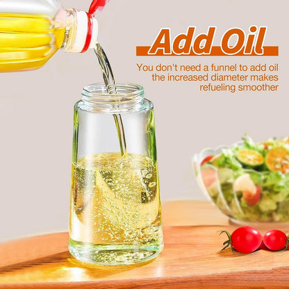 Olive Oil Dispenser and Sprayer - 16oz Glass Bottle with Pourer for Cooking, Salad, Frying, and BBQ (Black)