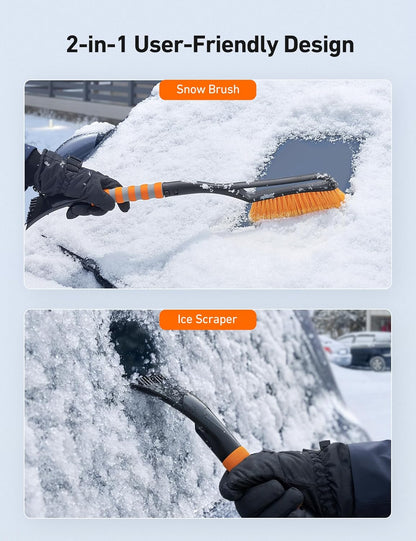 27-Inch Durable Snow Brush - Detachable Ice Scraper, Ergonomic Foam Grip for Vehicles - ABS and PVC Construction
