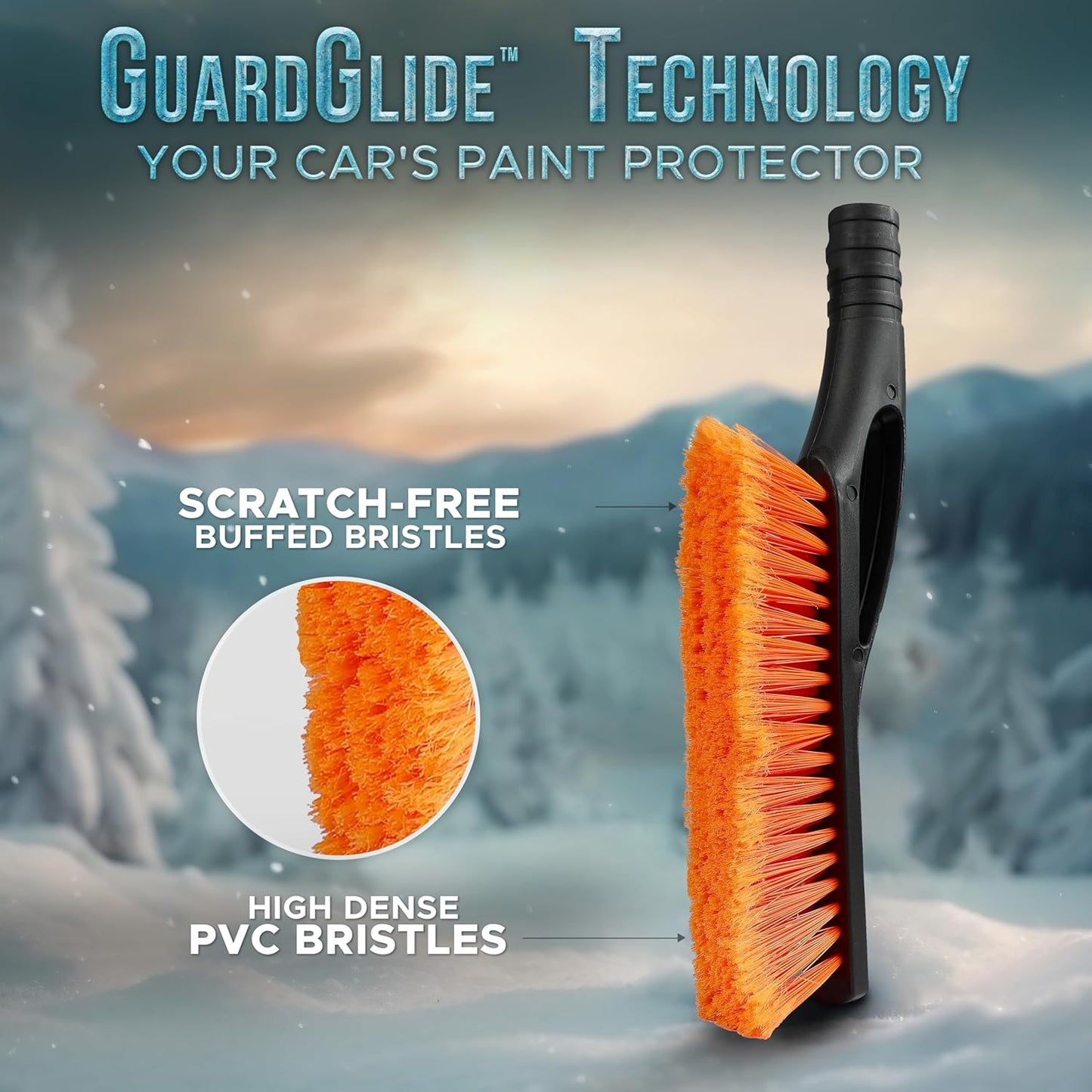 27-Inch Aluminum Snow Brush - Ice Scraper, Automotive Windshields, Windows | Ergonomic Foam Grip Winter Accessory 