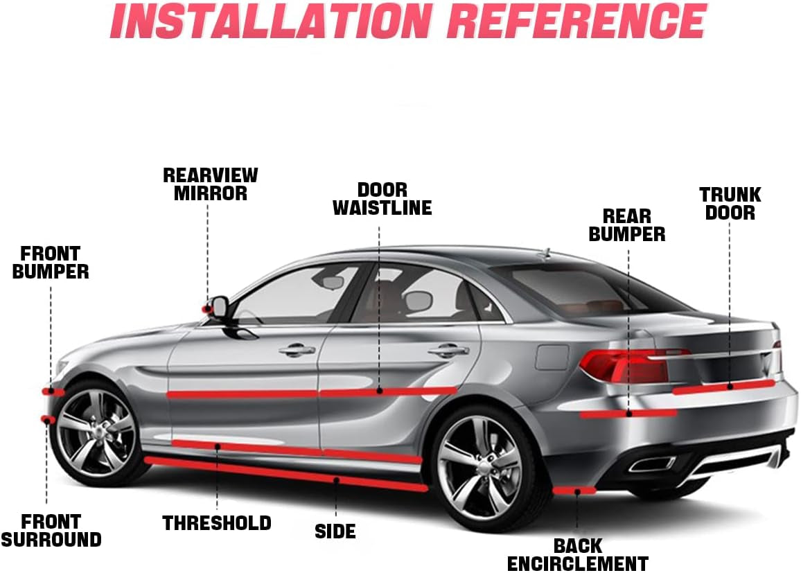 Car Door Entry Guard - Anti-Collision Adhesive Protector Tape for Door Sills, Rear Bumpers, Handles - Universal Fit  (2 x 394 Inches)