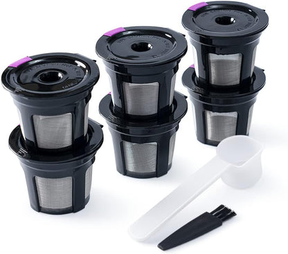 Universal Fit Reusable K Cups - 6 Pack Eco-Friendly Coffee Filters with Food Grade Stainless Steel Mesh for Keurig 1.0 and 2.0 Brewers